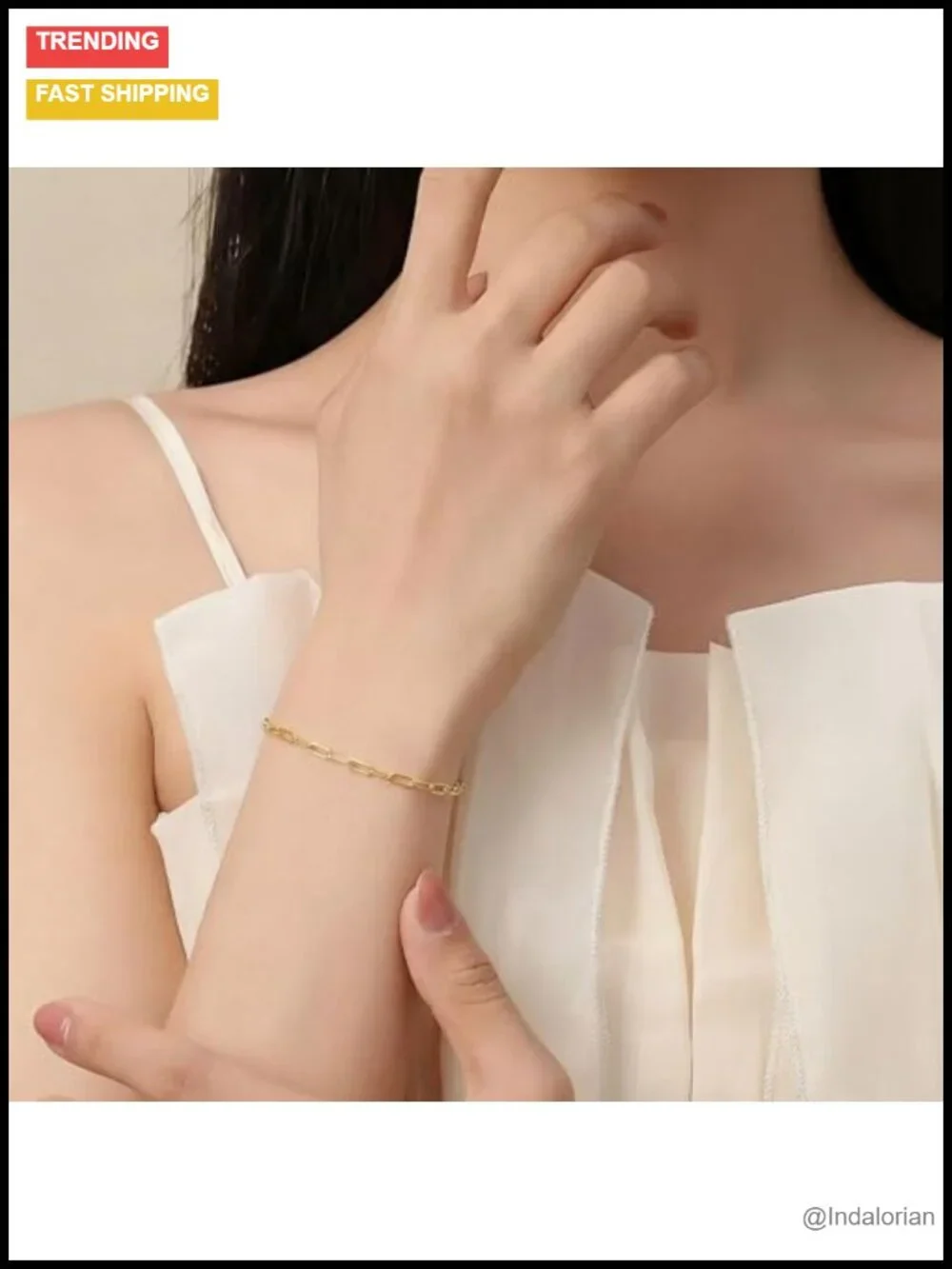 14k Gold Plated Paperclip Link Bracelet for Women Men Lobster Clasp